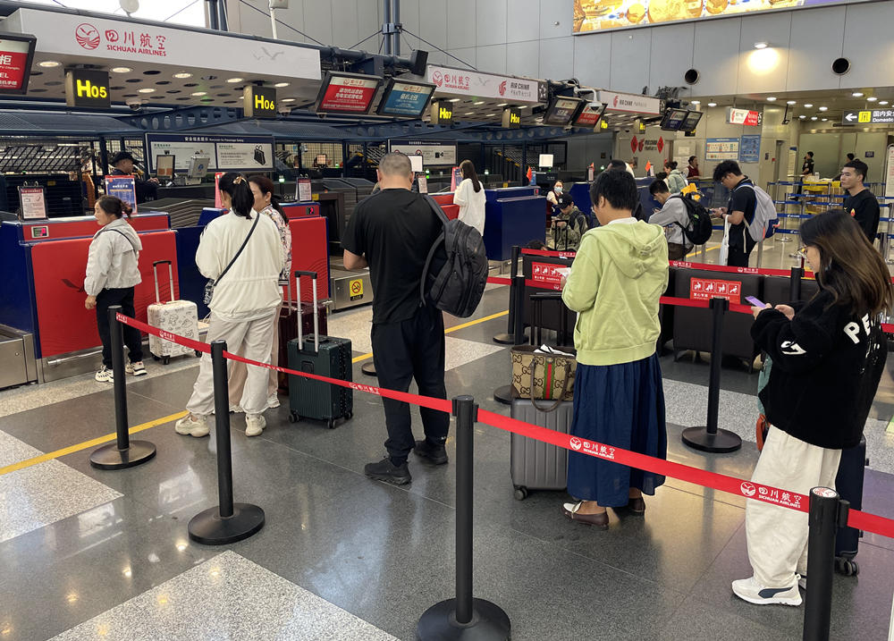 旅客在首都機場排隊辦理登機手續(xù)。人民網(wǎng)記者 喬雪峰攝