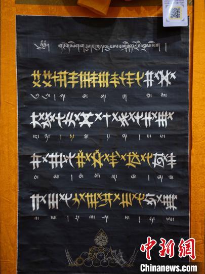 《象雄藏文書法唐卡大集》多以象雄時期的列磚體、稞體、烏金體等藏文字體書寫而成。　江飛波 攝